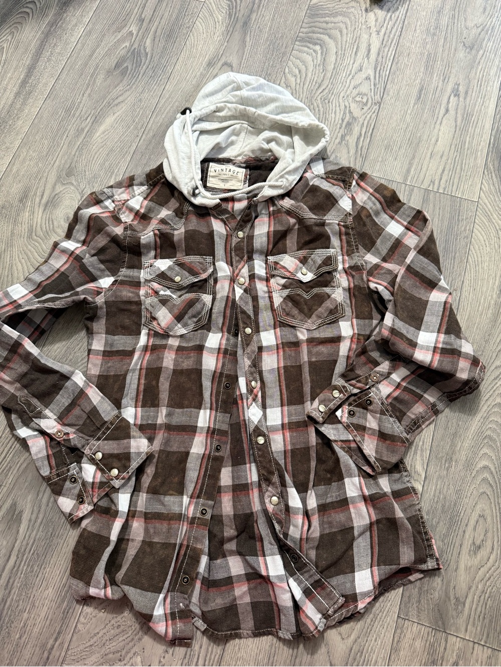 BKE Vintage Hooded Flannel Shirt - Size Large
